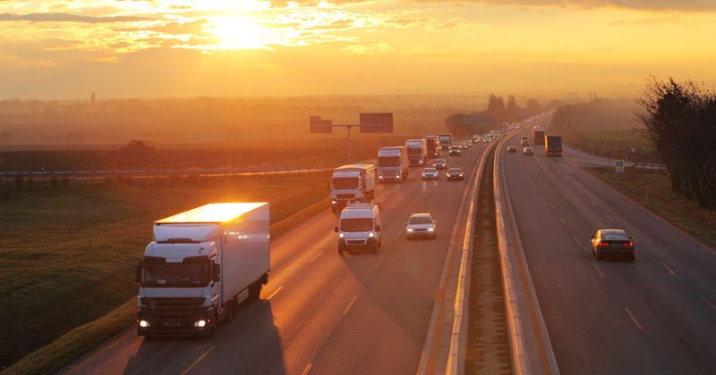 Highway transportation with cars and Truck